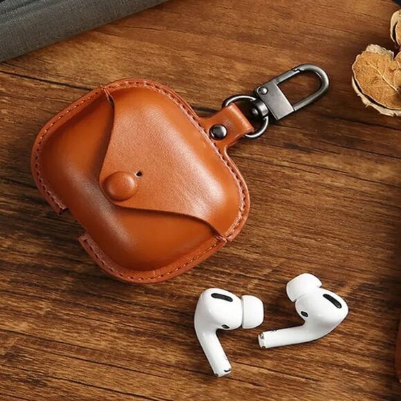 Luxury Leather Airpods Pro Case for 2 & 3. BROWN - Picture 3 of 6